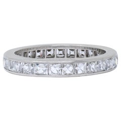 Cartier Art Deco 2.80 CTW French Cut Diamond Platinum Vintage Eternity Band Ring