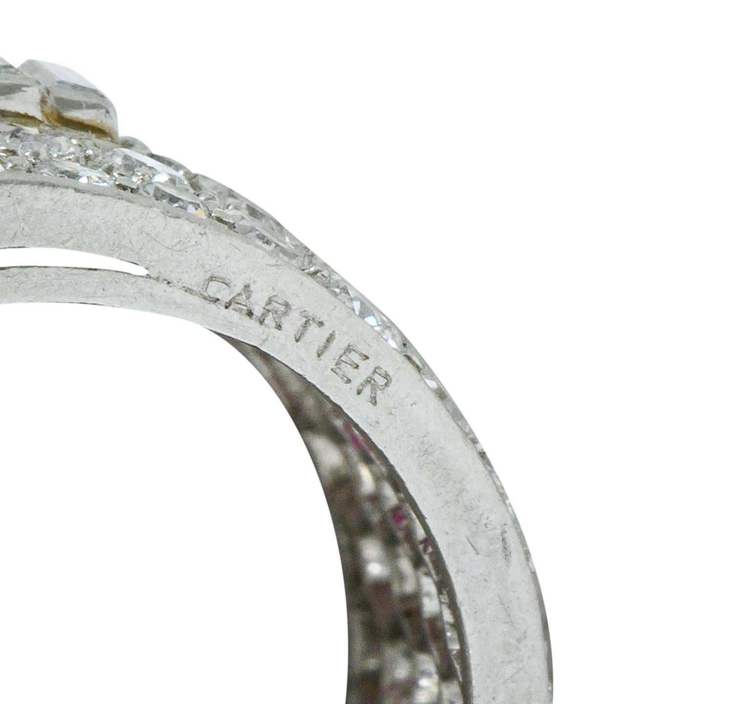 Cartier Art Deco 9.85 Carat No Heat Burma Ruby Pave Diamond Platinum Band Ring  2