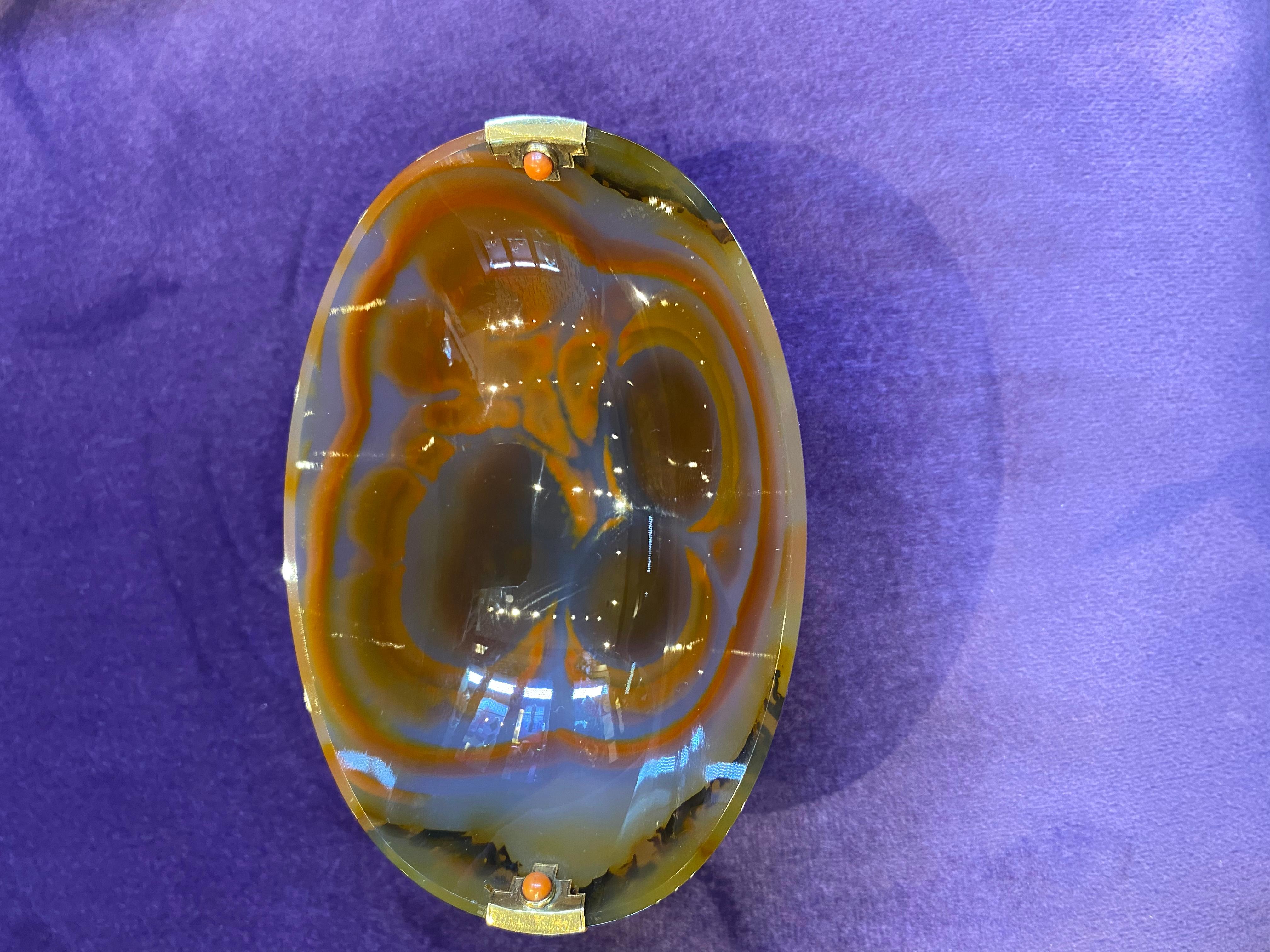 Cartier Art Deco Agate and Coral Bowl 1