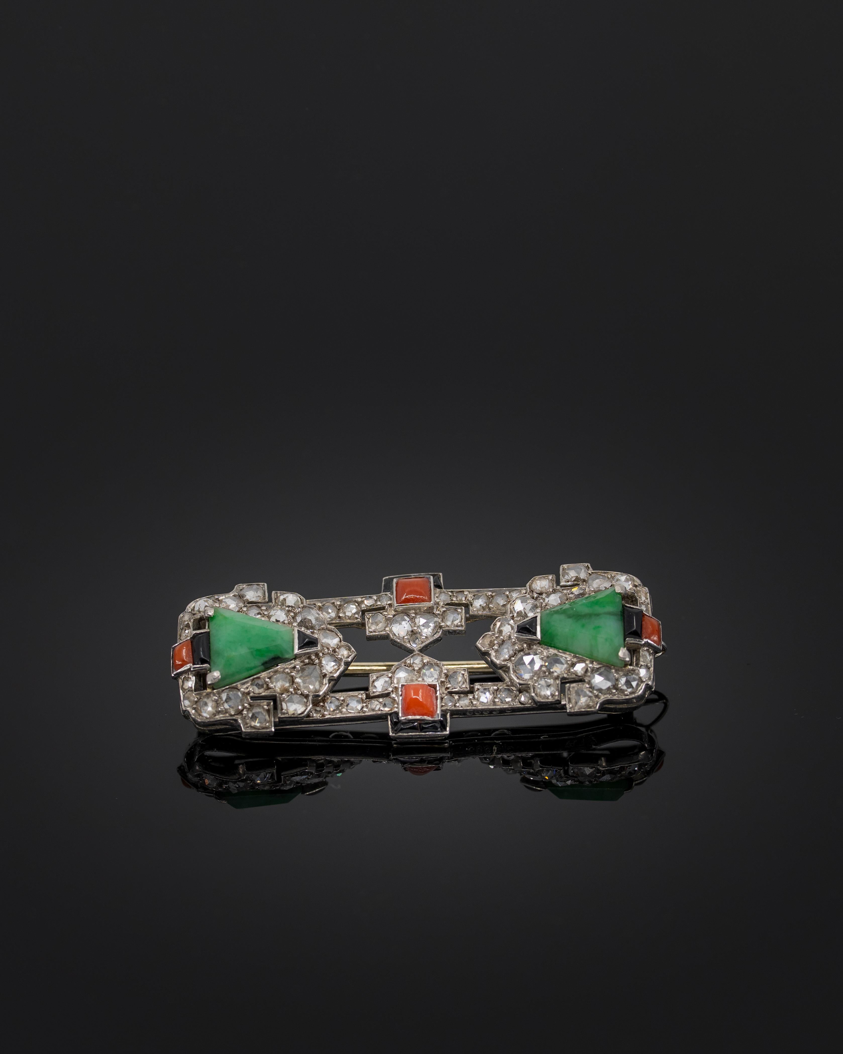 Old Mine Cut Cartier Art Deco Brooch For Sale