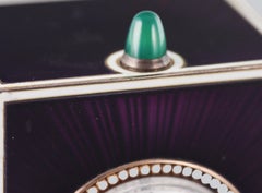 Cartier Art Deco Chrysoprase Guilloche Agate Desk Clock