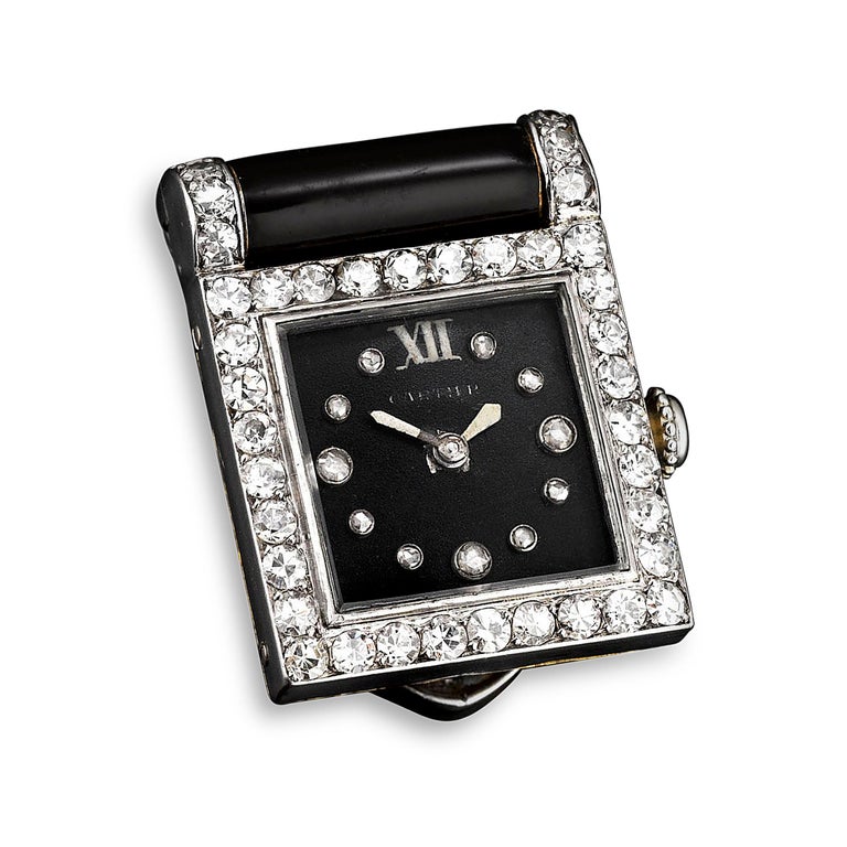 Cartier Art Deco Diamond and Onyx Clip Watch For Sale at 1stDibs ...