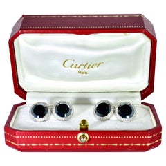 Cartier Boutons de manchette Art déco en diamants et onyx, c. 1920