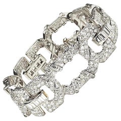 Cartier Art Deco Diamond and Platinum Bracelet, 22.40 Carats, Circa 1929