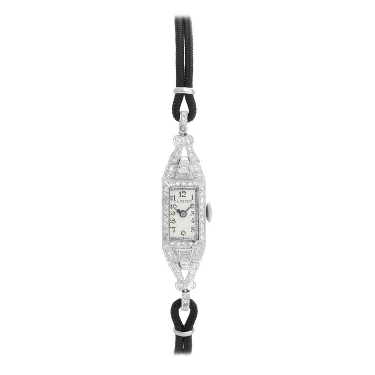 Cartier Art Deco Diamond and Platinum Ladies Watch at 1stDibs