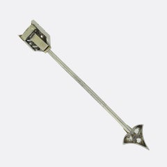 Cartier Art Deco Diamond Arrow Jabot Pin Brooch