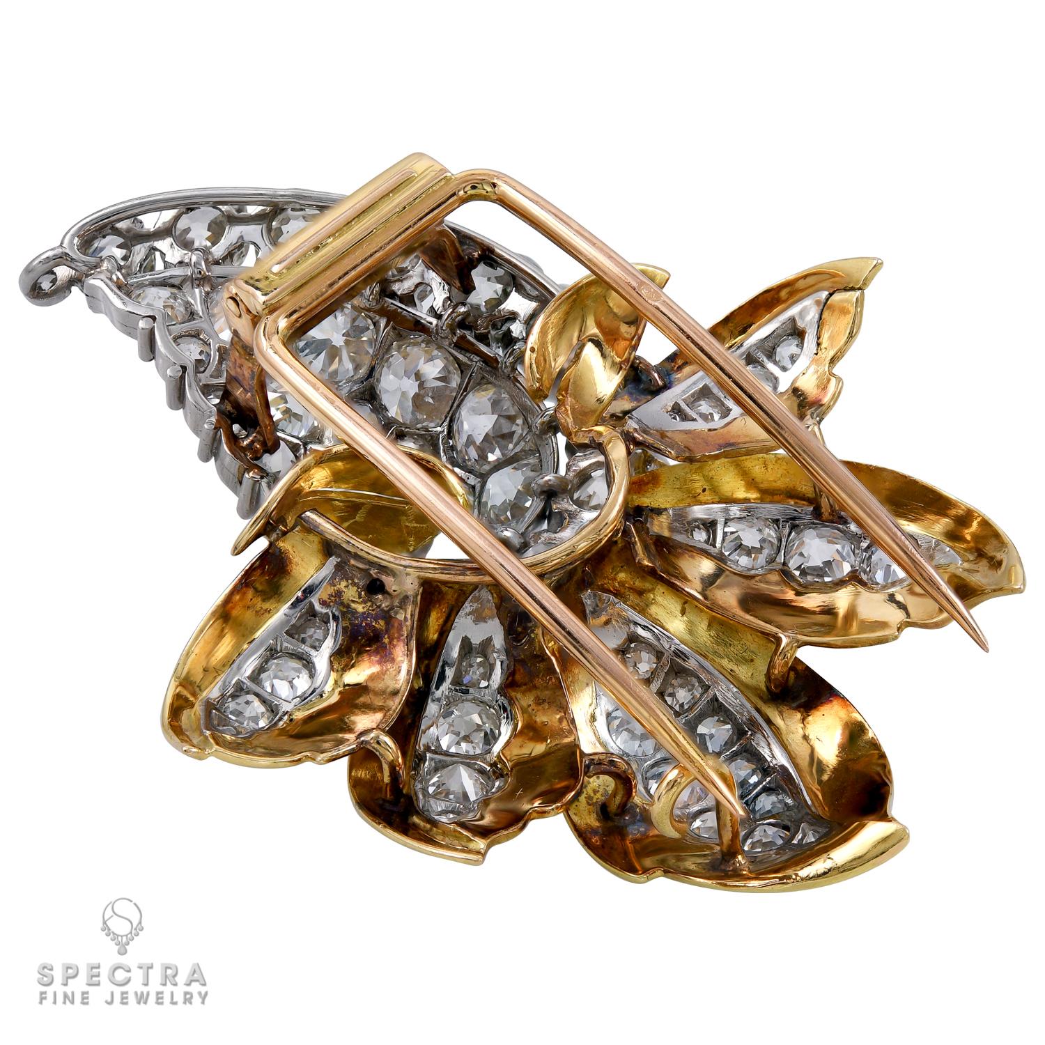 Taille ronde Cartier Broche/pendentif vintage en diamants sur collier en or en vente