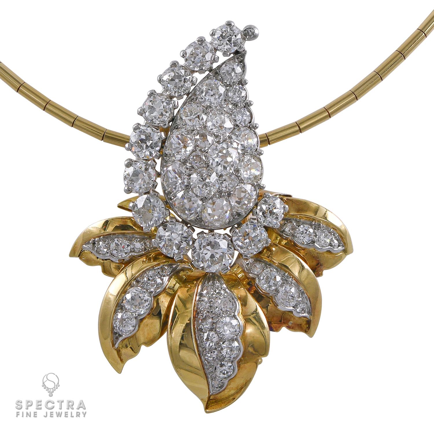Cartier Broche/pendentif vintage en diamants sur collier en or Bon état - En vente à New York, NY