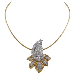 Cartier Retro Diamond Brooch / Pendant on a Gold Collar