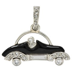 Cartier Art Deco Diamond Enamel Platinum Antique Car Automobile Charm