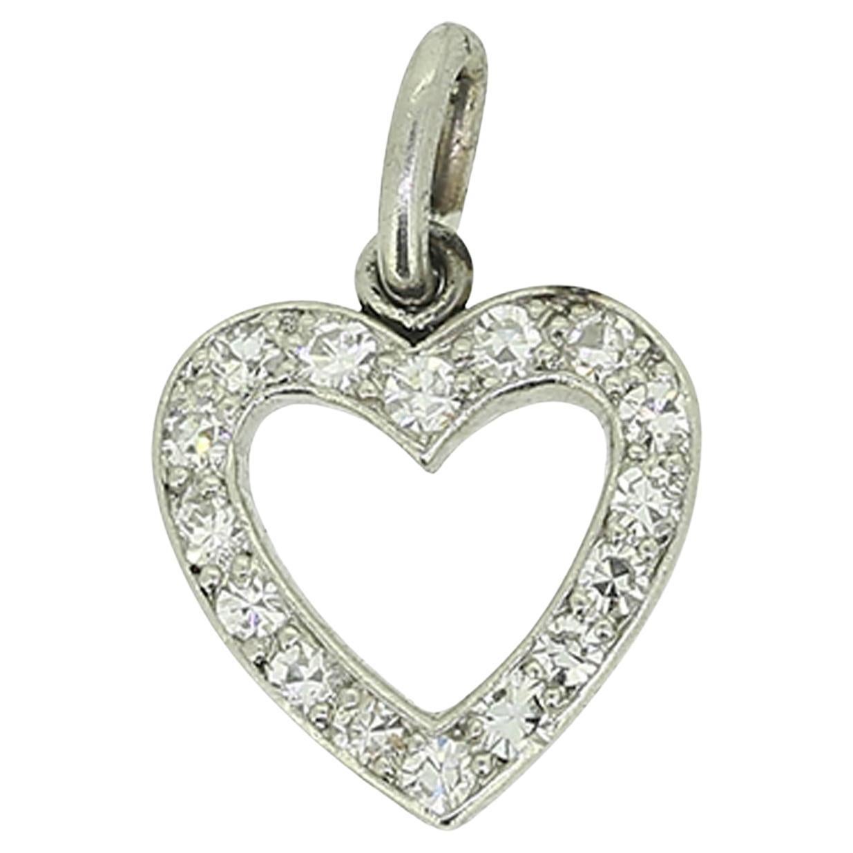 Cartier Art Deco Diamond Heart Charm Pendant