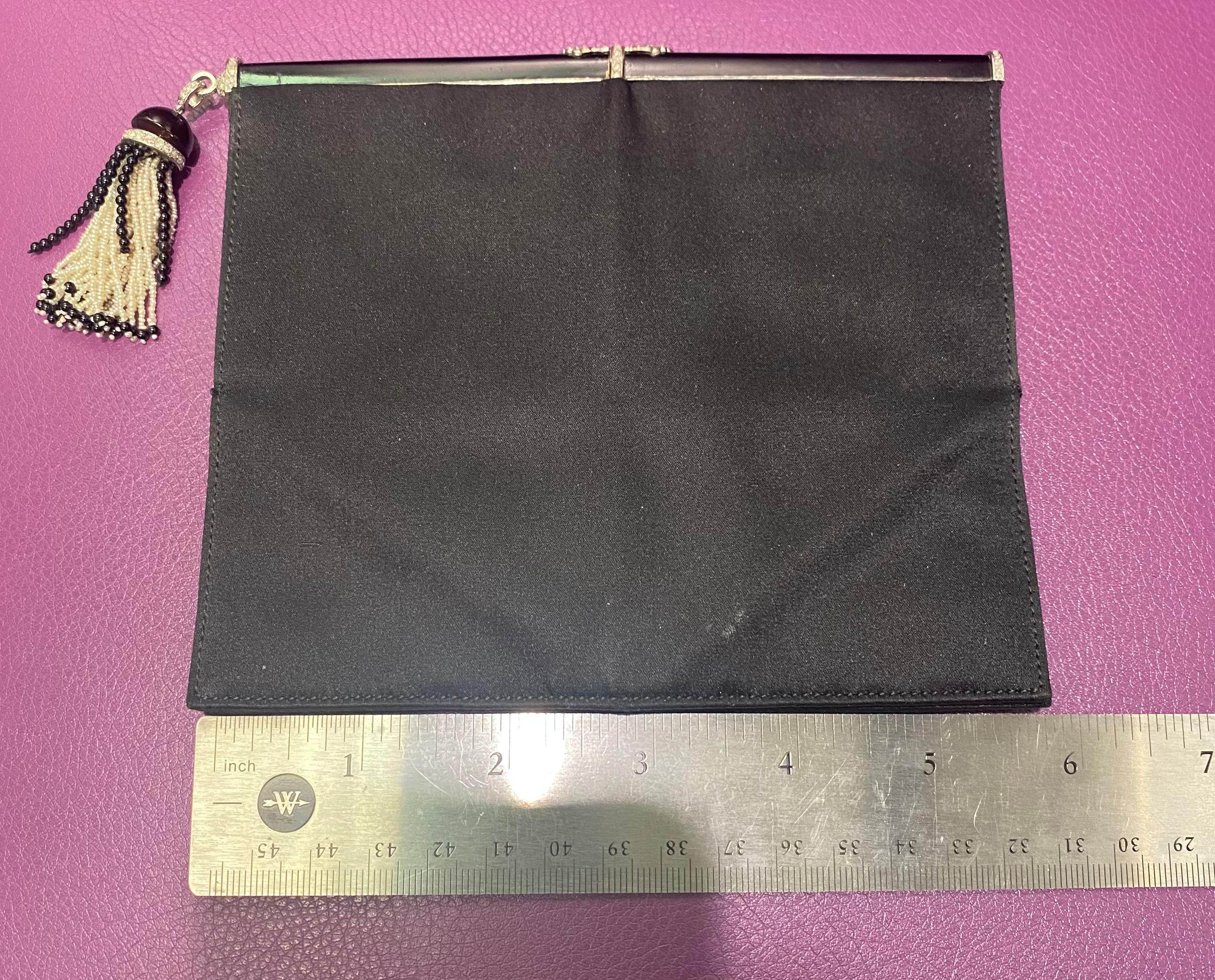 Cartier Art Deco Diamond Pearl Enamel & Onyx Hand Bag 2