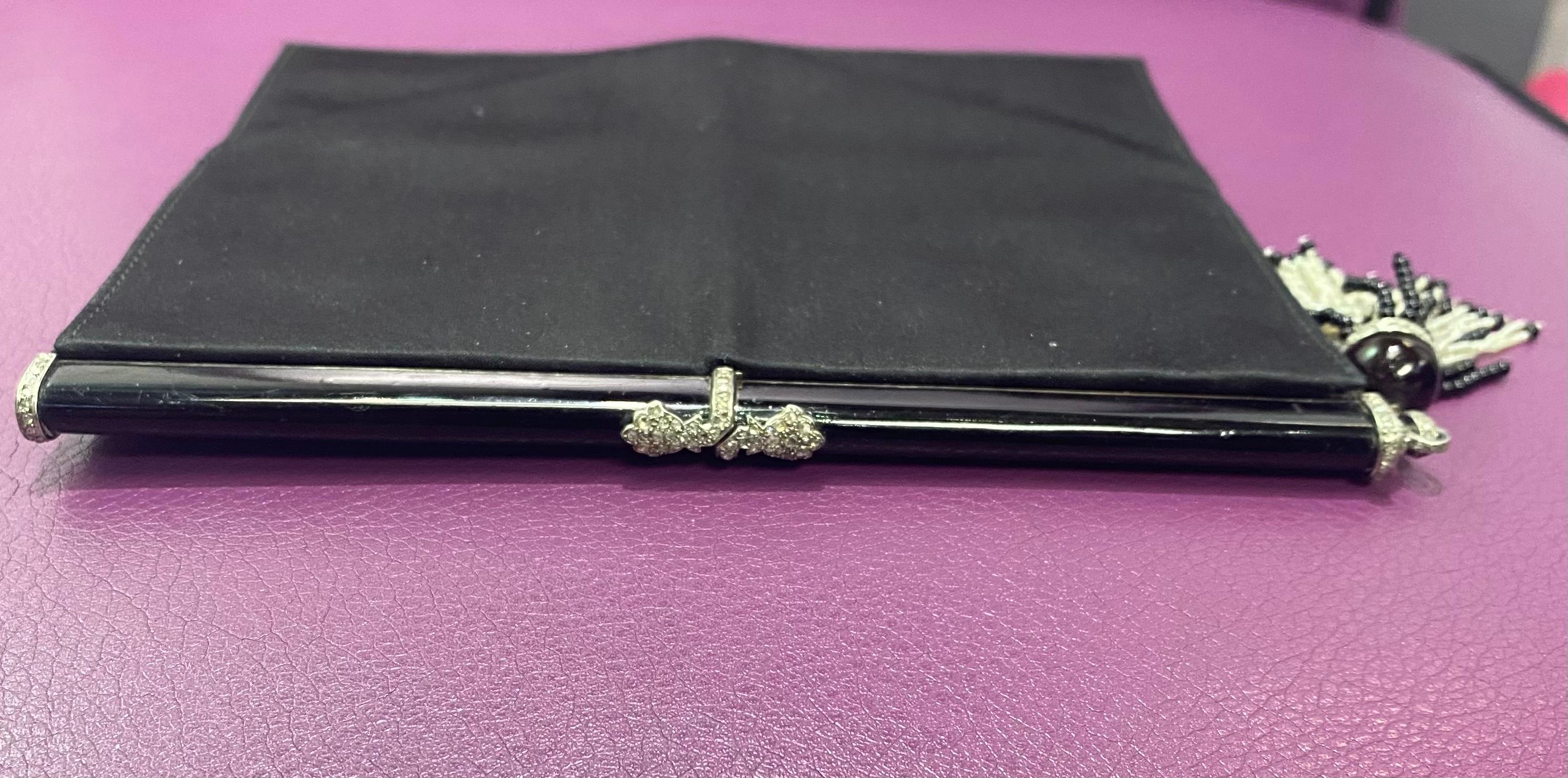 Bead Cartier Art Deco Diamond Pearl Enamel & Onyx Hand Bag