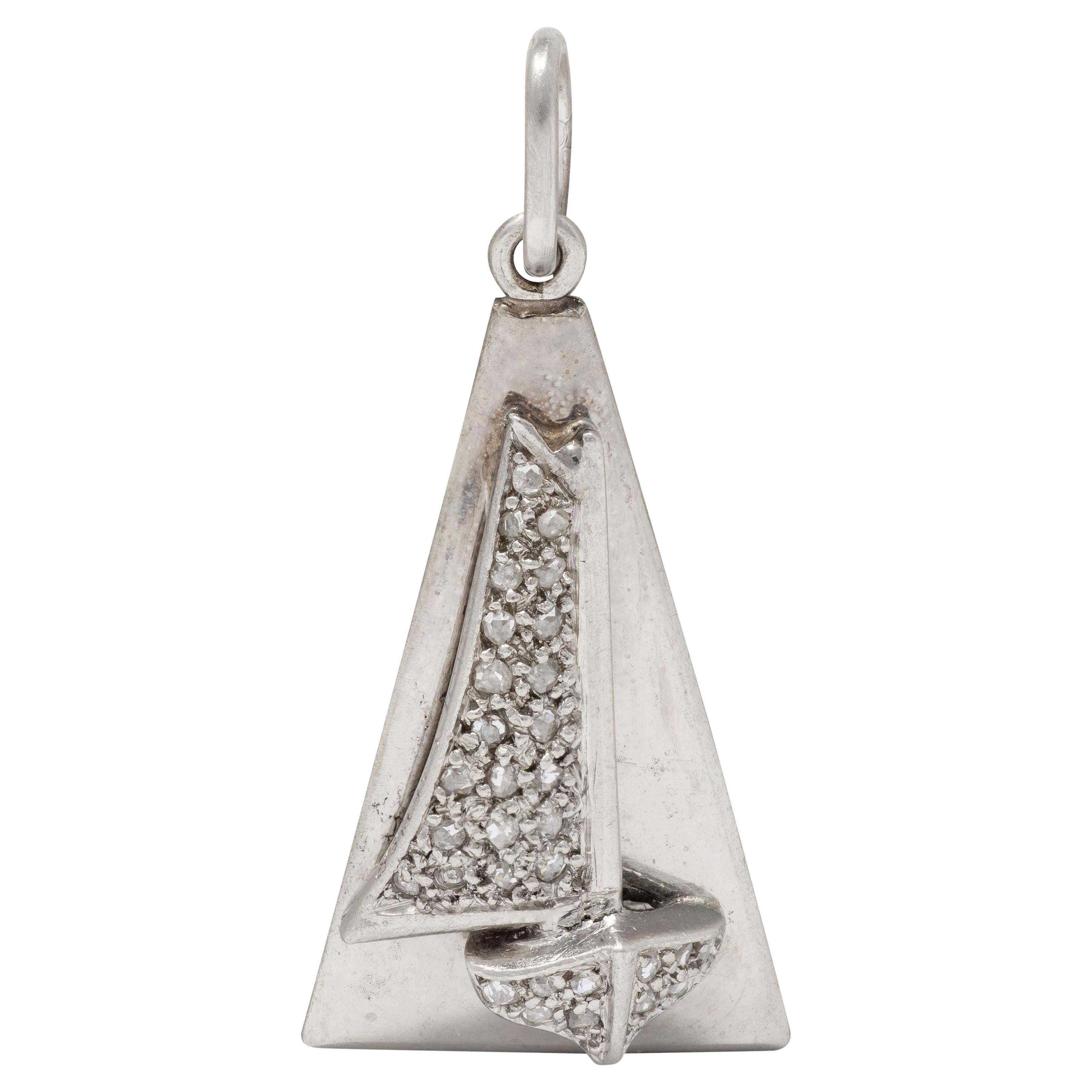 Cartier Art Deco Diamant Platin Vintage Segelboot Charme im Angebot