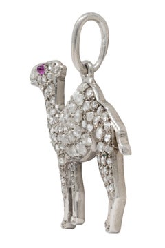 Cartier Art Deco Diamond Ruby Platinum Vintage Camel Charm