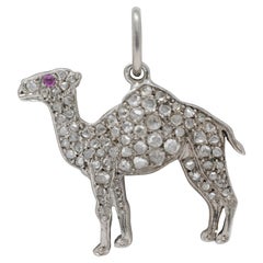 Cartier Art Deco Diamond Ruby Platinum Vintage Camel Charm