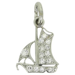 Cartier Art Deco Diamond Sail Boat Charm Pendant