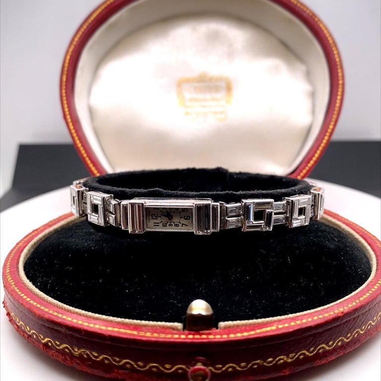 Cartier Art Deco Diamond Set Platinum Cocktail Watch at 1stDibs