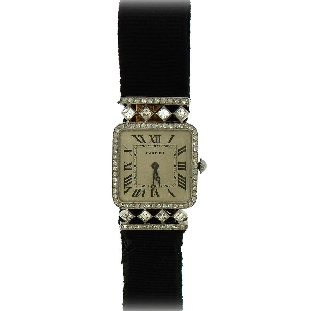 Cartier Art Deco Diamond Wristwatch In Good Condition In New York, NY