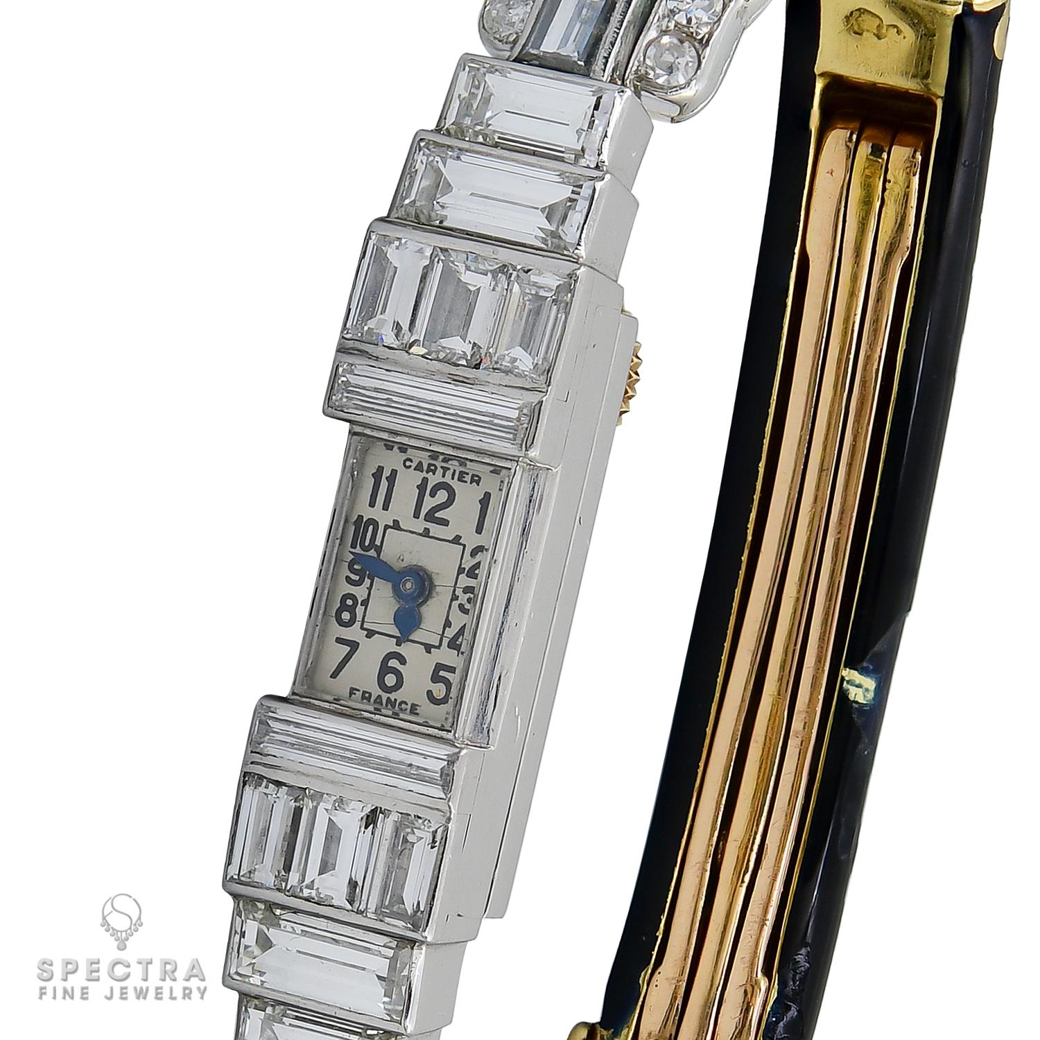 Women's Cartier Art Deco Diamond Wristwatch For Sale