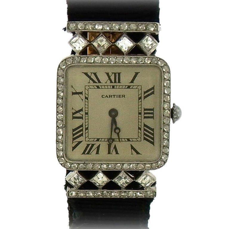 Cartier Art Deco Diamond Wristwatch For Sale at 1stDibs