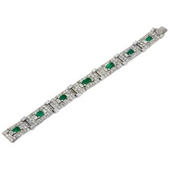 Cartier London Art Deco Emerald Diamond Articulated Bracelet