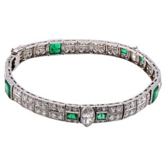 Cartier Art Deco Smaragd-Diamant-Platin-Armband