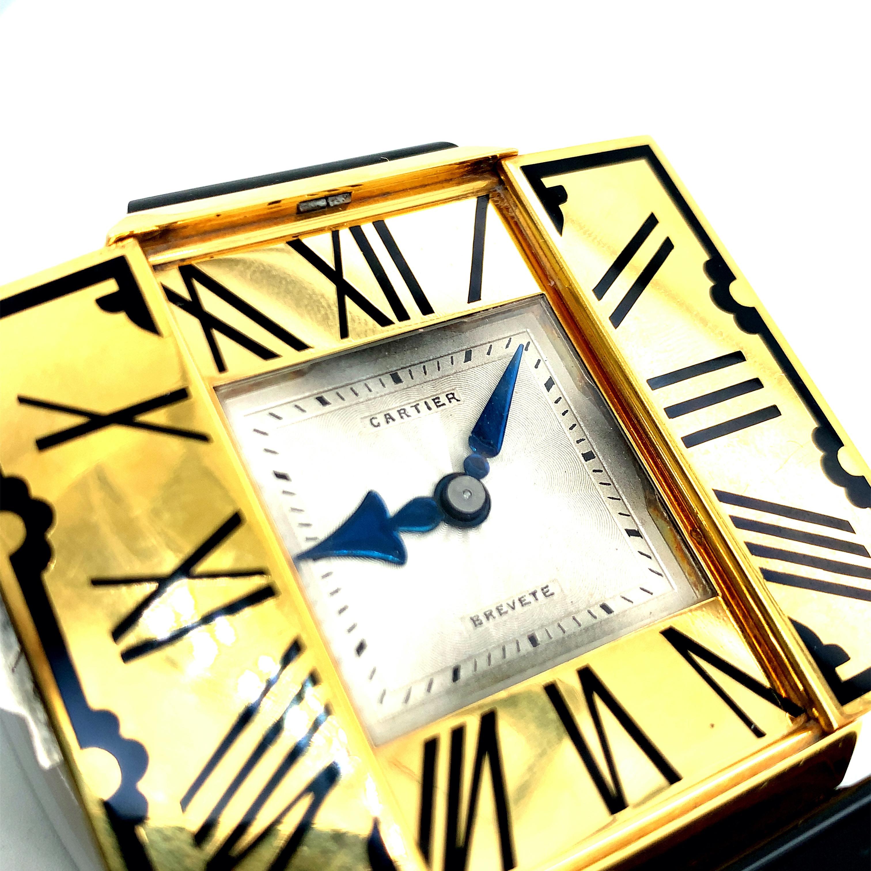 Art déco Horloge de voyage Cartier de l'époque Art Déco en vente