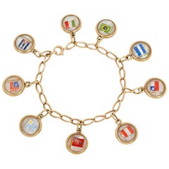 Cartier Art Deco Gold and Reverse Crystal Charm Bracelet