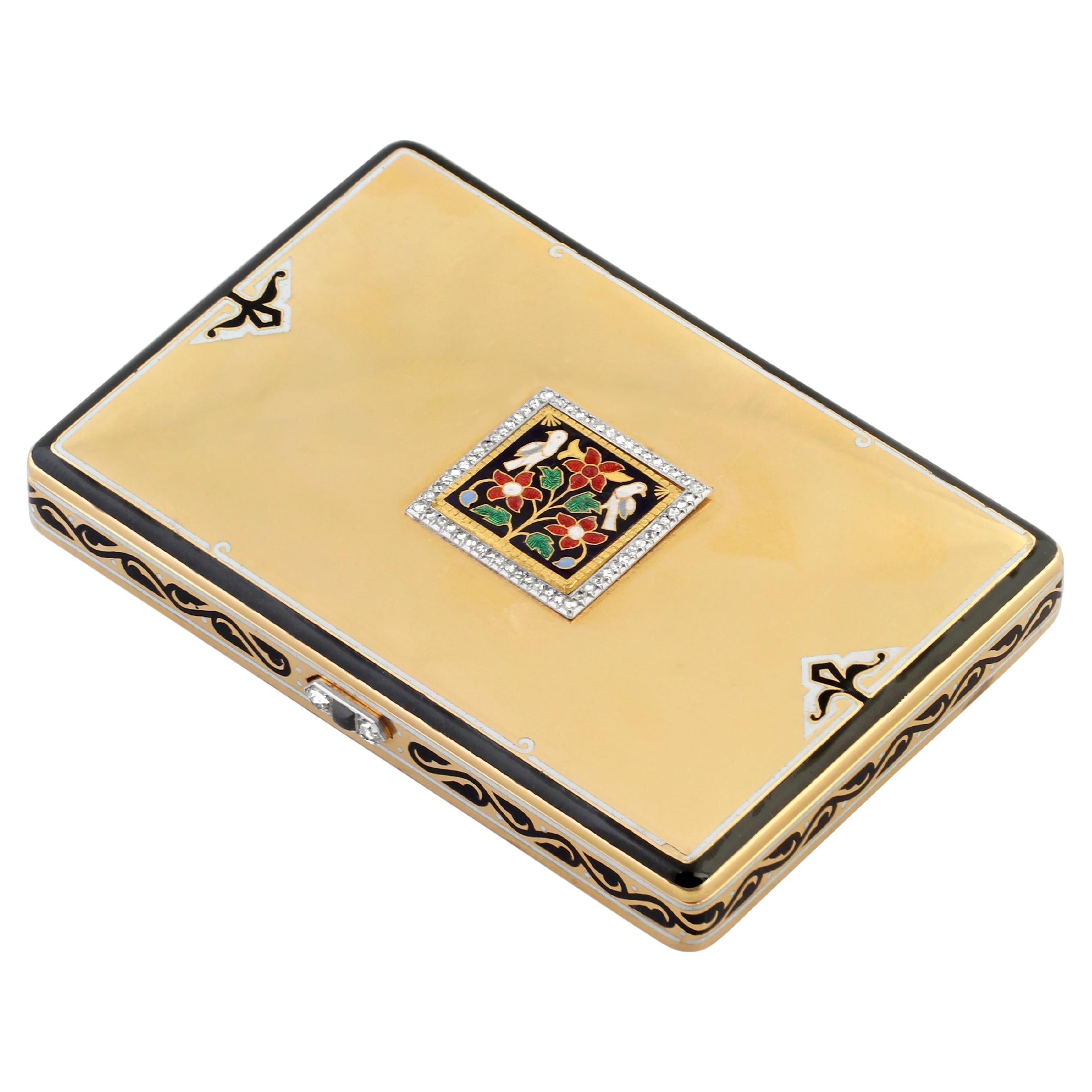 Cartier, Art Deco Gold and Enamel Vanity Case For Sale at 1stDibs