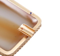 Cartier Art Deco Gold Sapphire Agate Ashtray Set of 2