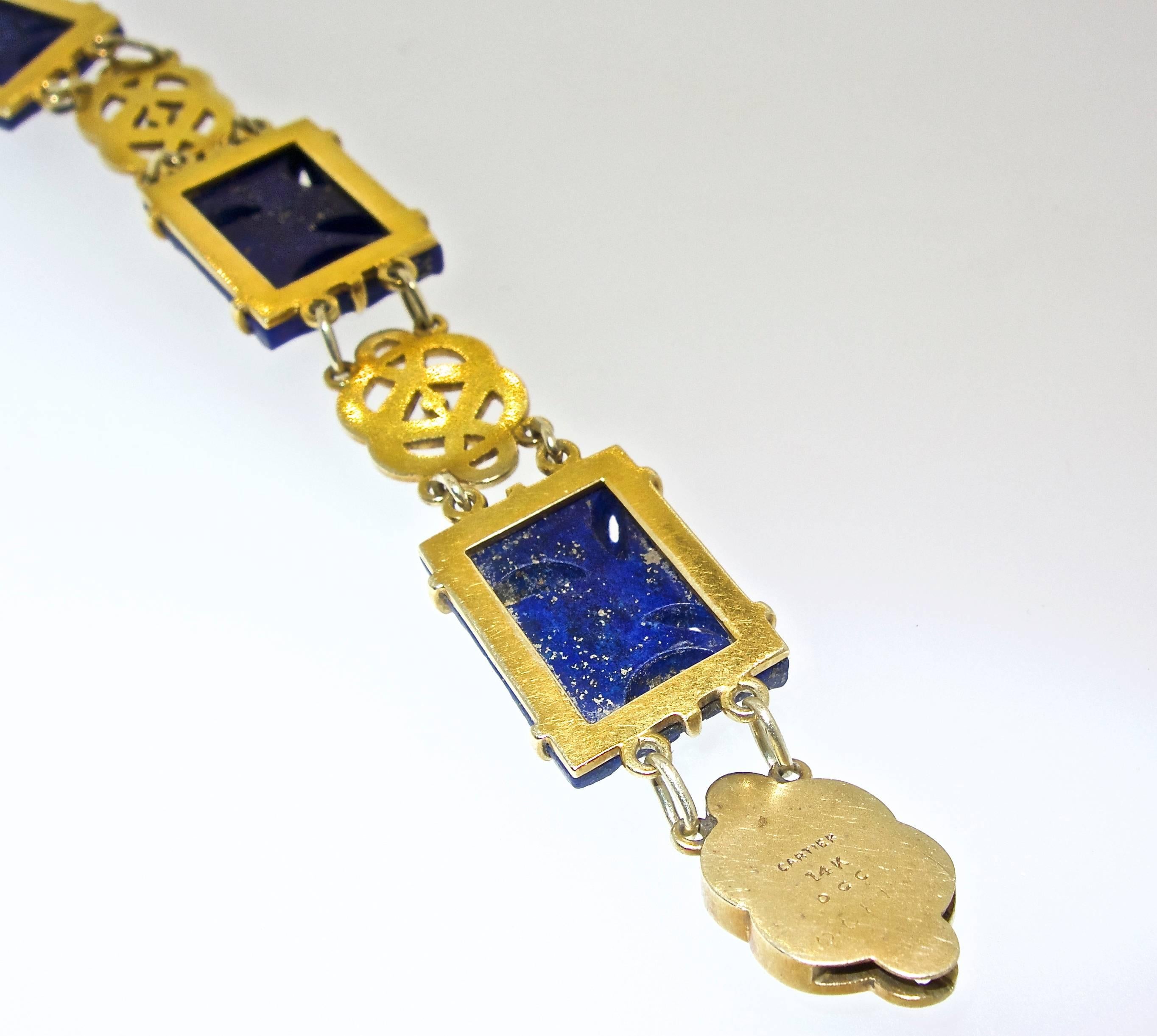 Cartier Art Deco Gold, Lapis, Enamel, Natural Pearl Bracelet, circa 1920 1