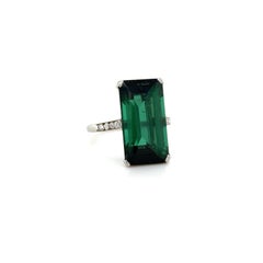 Cartier Art Deco Green Tourmaline and Diamond Ring