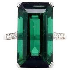 Cartier Art Deco Green Tourmaline and Diamond Ring