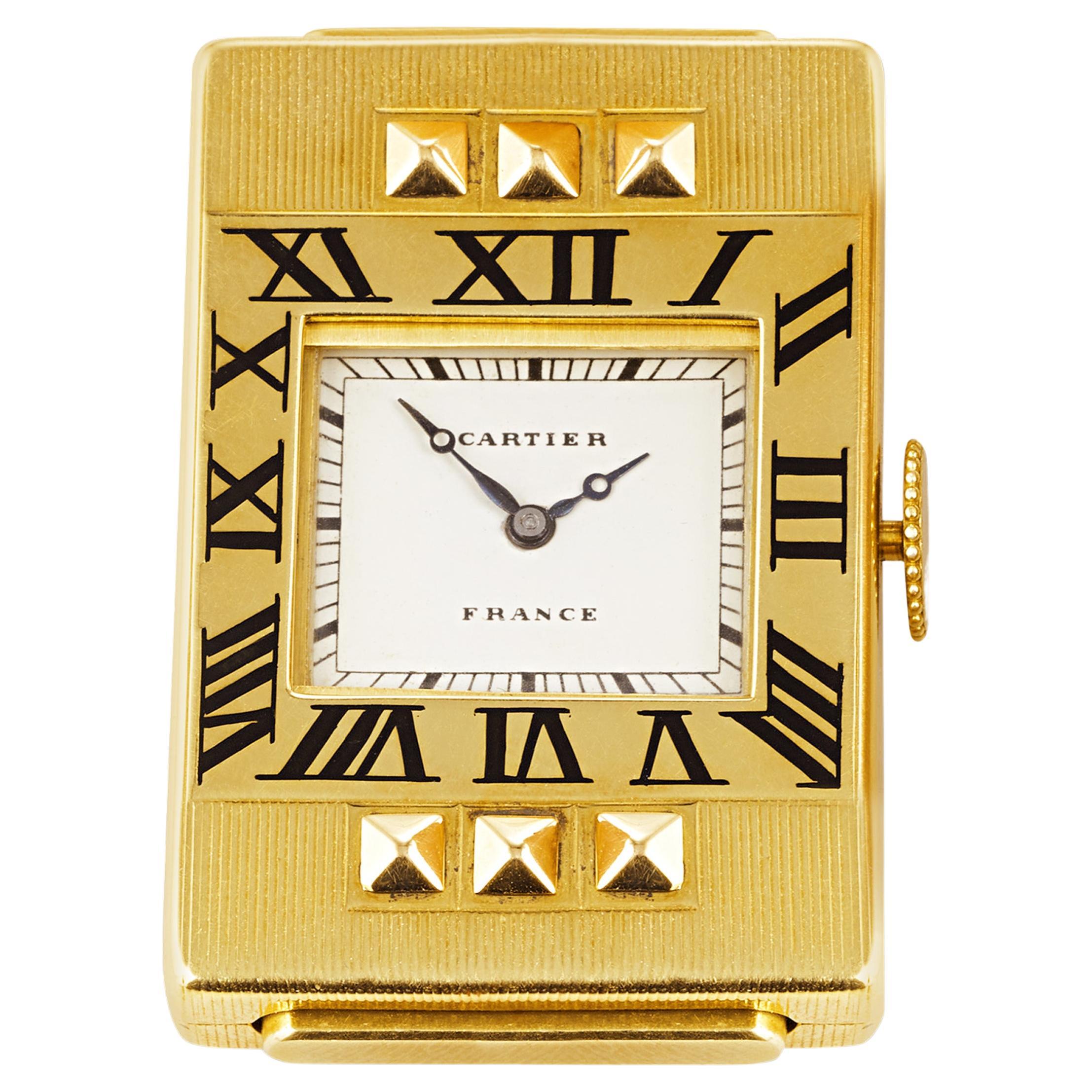 Cartier Art Deco Guillotine Geldbörse-Uhr im Angebot
