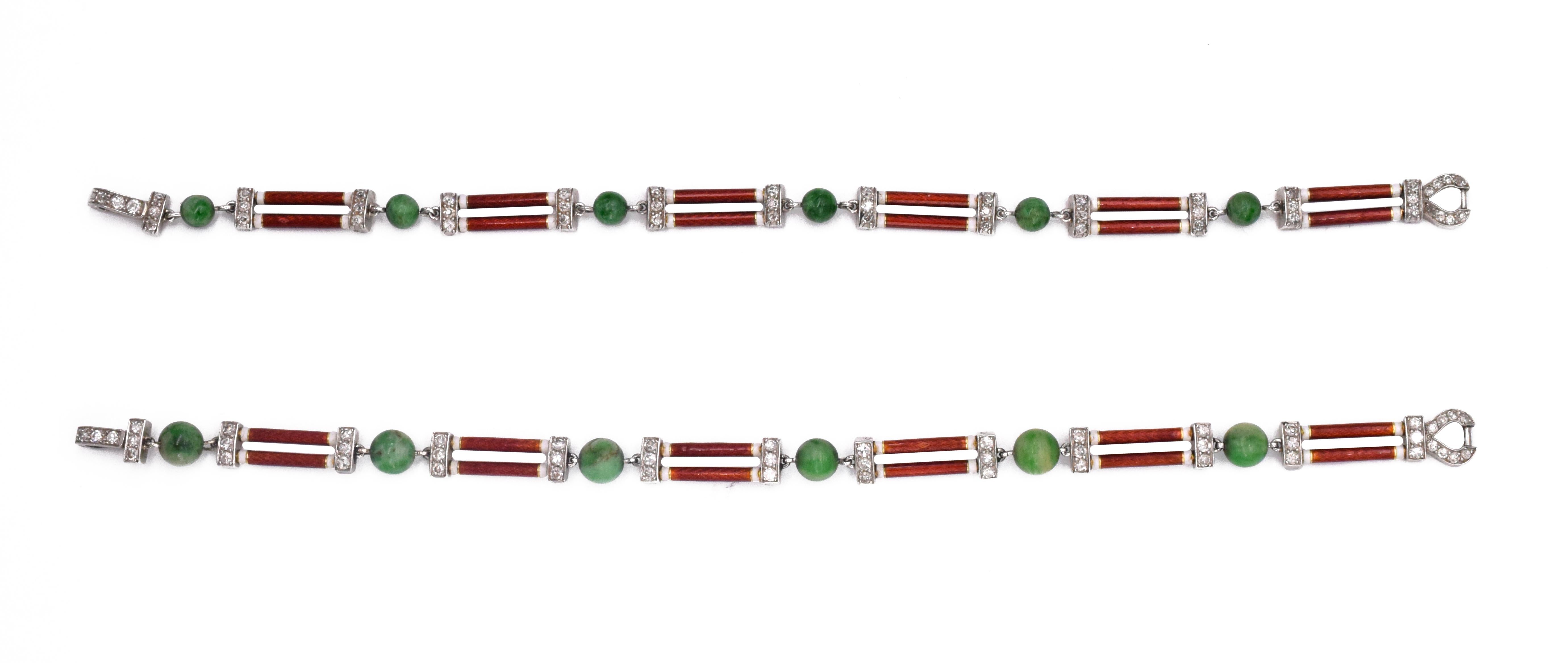 Cartier Art Deco Jade Necklace In Excellent Condition In New York, NY