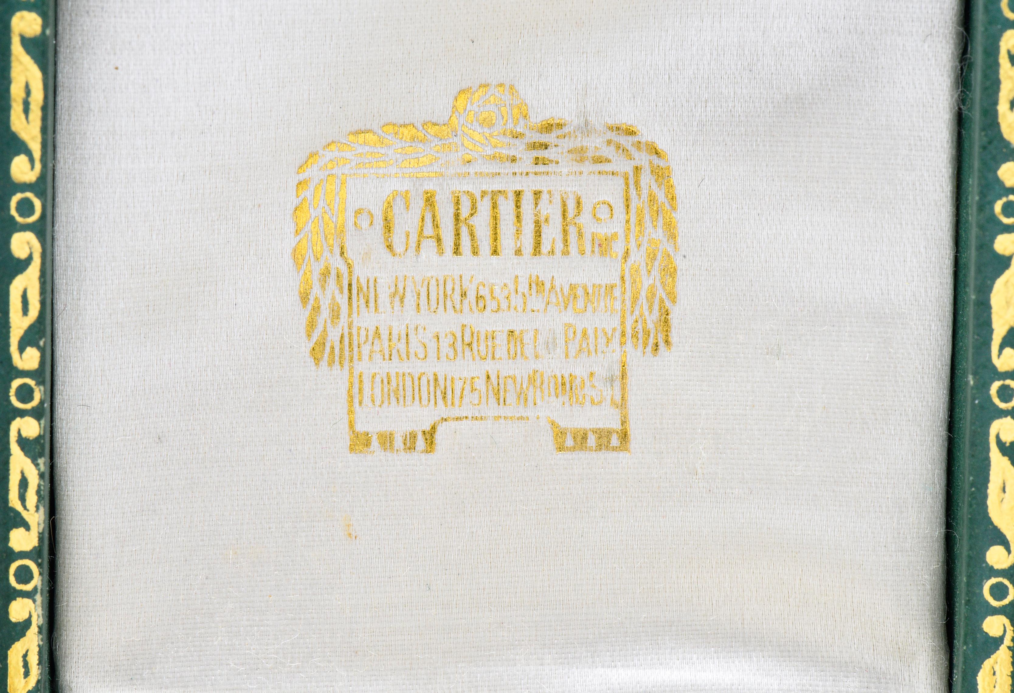 Cartier: 18 Karat Gelbgold Bi Circle Unisex-Brosche, Art déco, Jade, Perle und Emaille 6