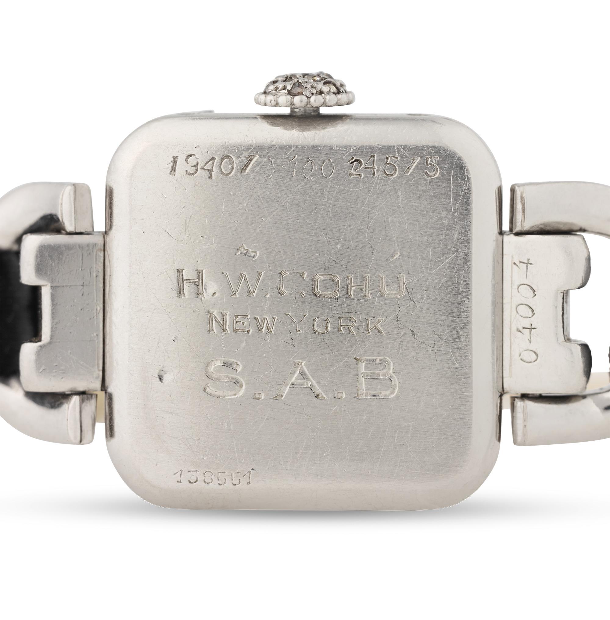 Cartier Art Deco Damen-Diamant-Armbanduhr im Art déco-Stil (Rundschliff)