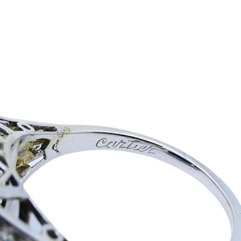 Cartier Art Déco Lapislázuli  Anillo de diamantes en platino en venta 3