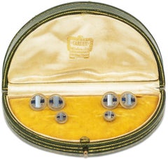 Cartier Art Deco Moonstone, Sapphire and Diamond Cufflinks and Studs, Circa 1920