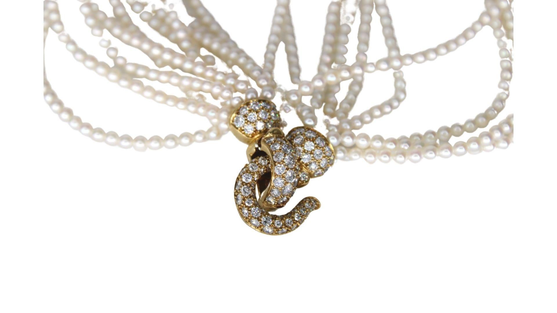 Cartier Art Deco Natürliche Zuchtperlen mit Diamanten und Gelbgold (Zeitgenössisch)