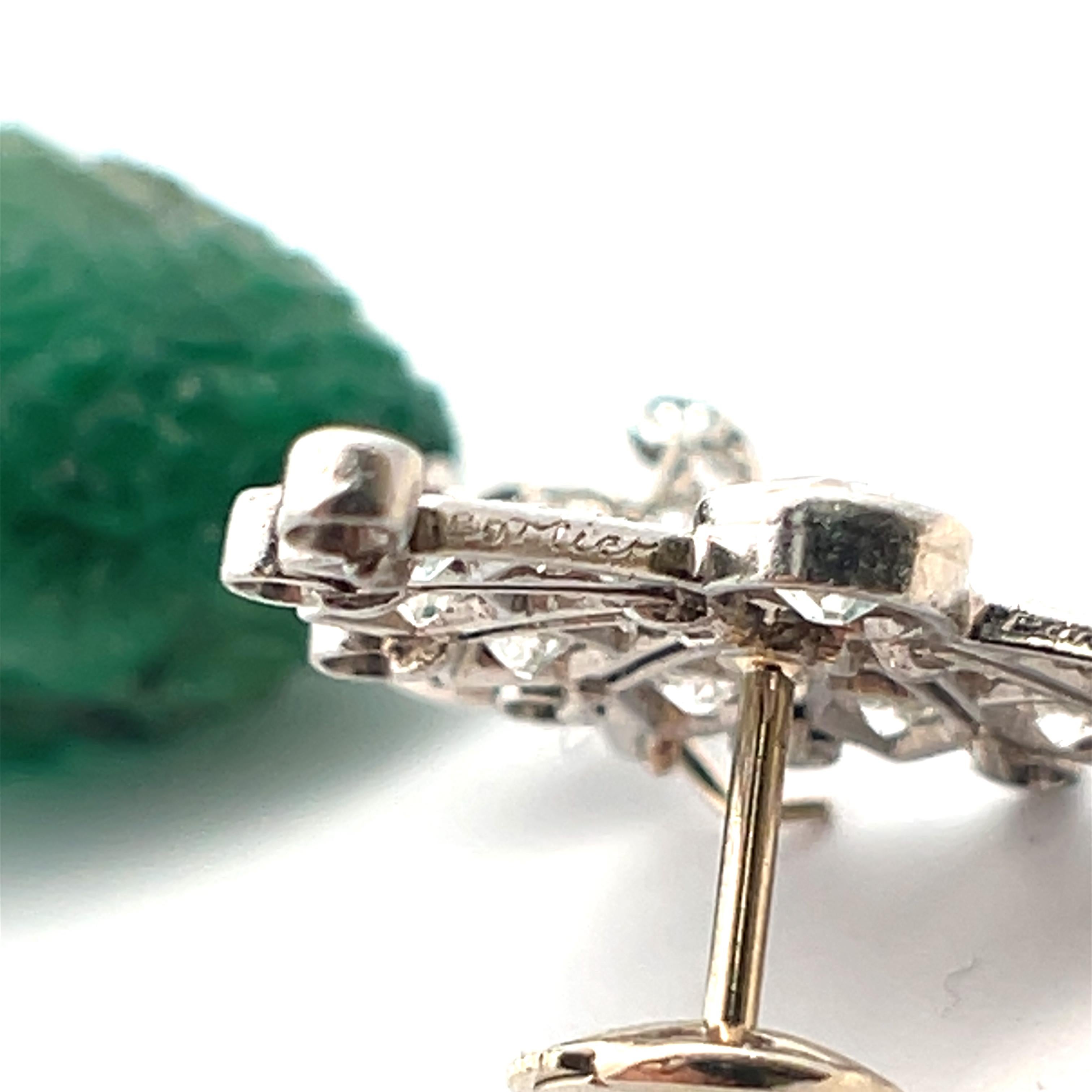 Boucles d'oreilles interchangeables en perles naturelles et émeraudes sculptées de Cartier Art Deco en vente 4