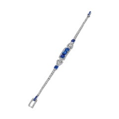 Cartier Bracelet Art déco en platine avec saphirs naturels et diamants