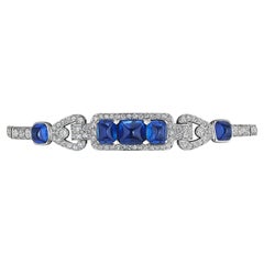 Vintage Cartier Art Deco Natural Sapphire Diamond Platinum Bracelet