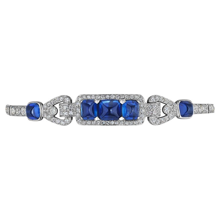 Cartier Natural Sapphire Diamond Platinum Bracelet, ca. 1925-1935