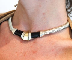 CARTIER Art-Deco Necklace In 18Kt Yellow Gold And Sterling With Onyx Appliques