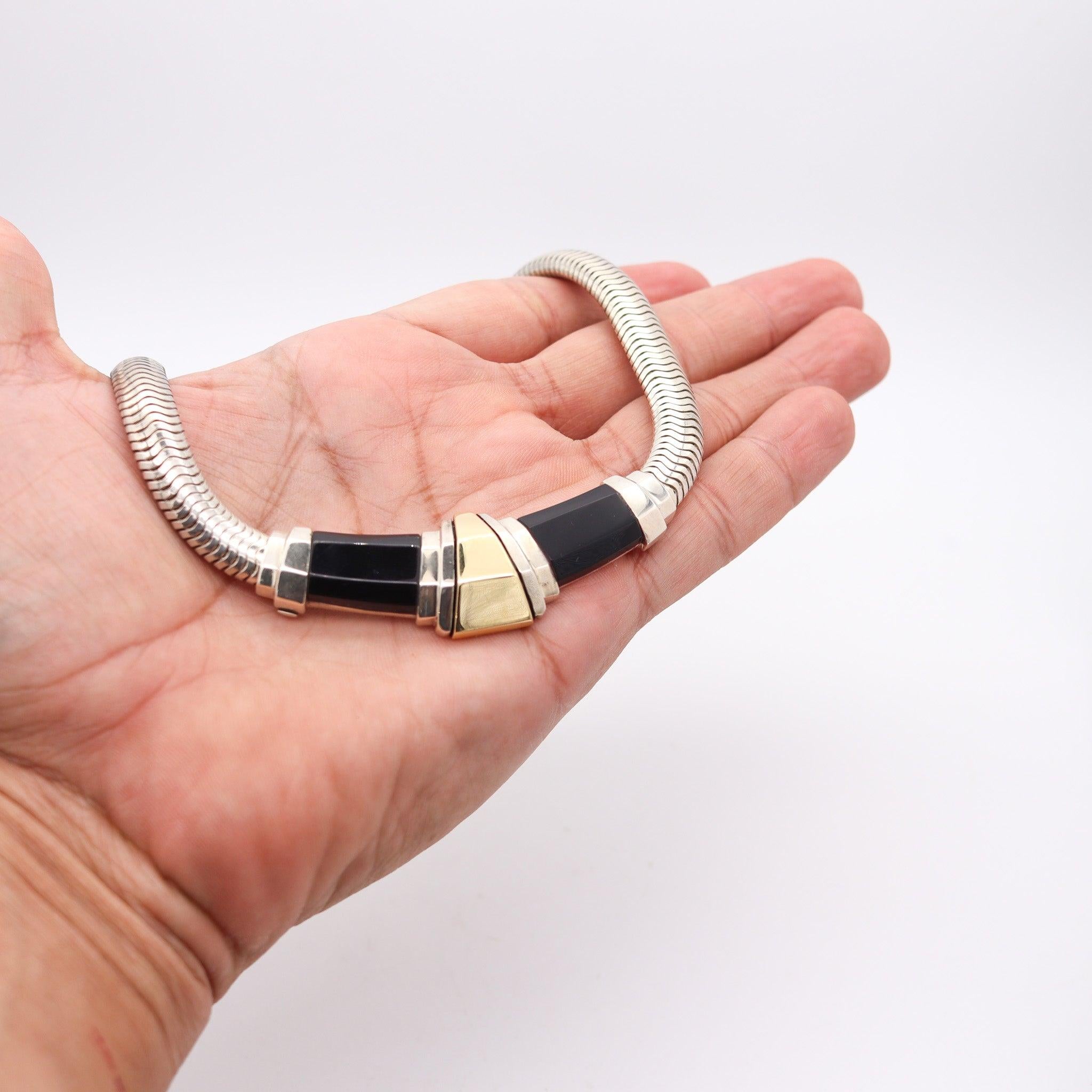CARTIER Art-Deco Necklace In 18Kt Yellow Gold And Sterling With Onyx Appliques For Sale 1