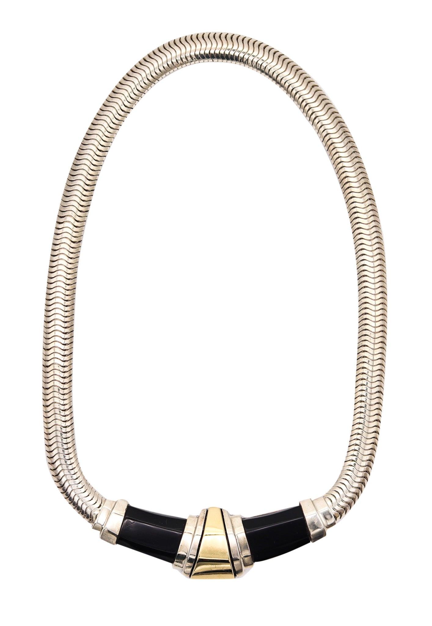 CARTIER Collar Art-Deco De Oro Amarillo De 18 Quilates Y Plata De Ley Con Apliques De Ónix