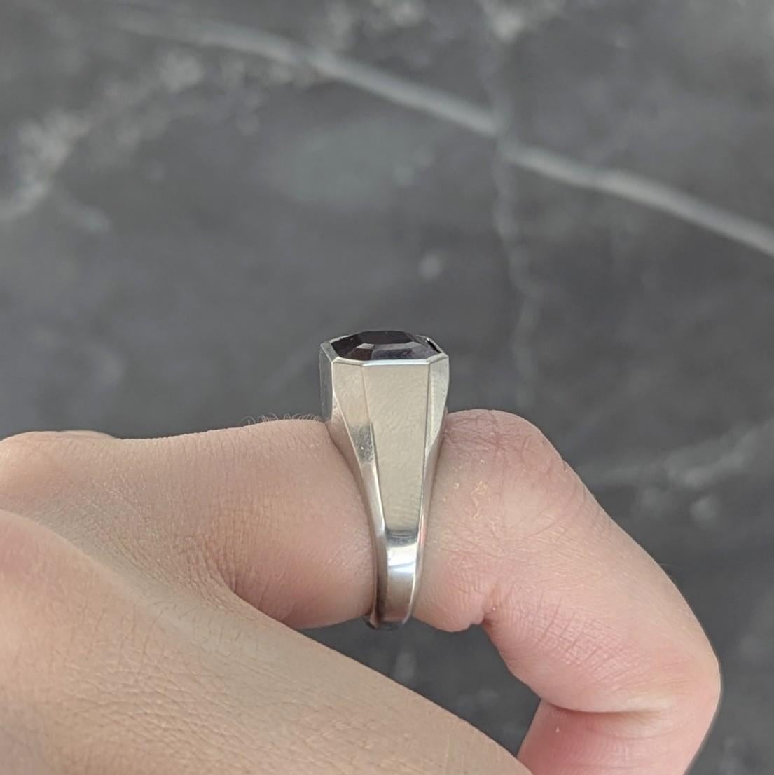 Cartier Art Deco keine Hitze Ceylon lila Saphir Platin Unisex Siegelring im Angebot 8