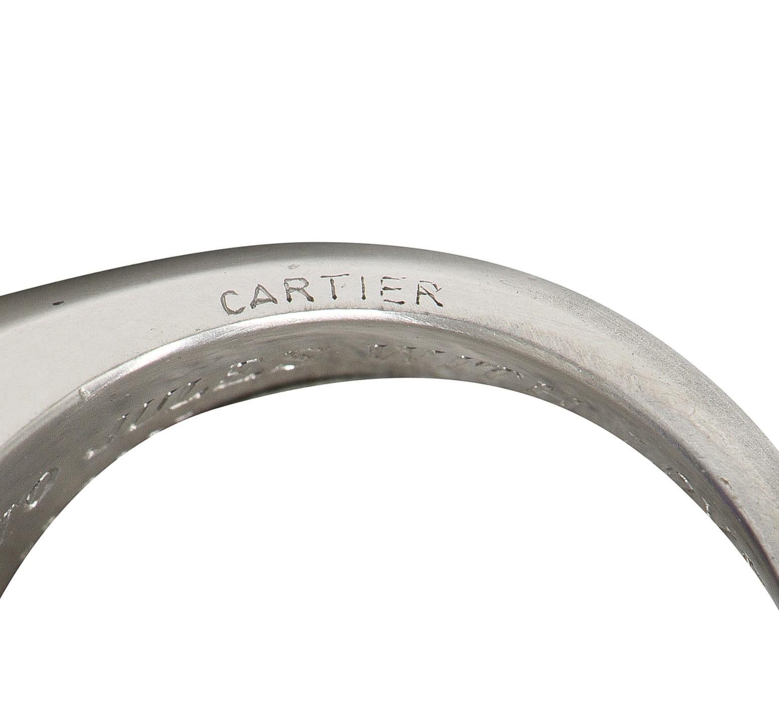 Cartier Art Deco keine Hitze Ceylon lila Saphir Platin Unisex Siegelring im Angebot 3